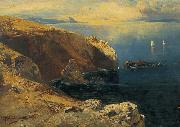Eduard Hildebrandt Felsen bei Capri mit Fischern oil painting